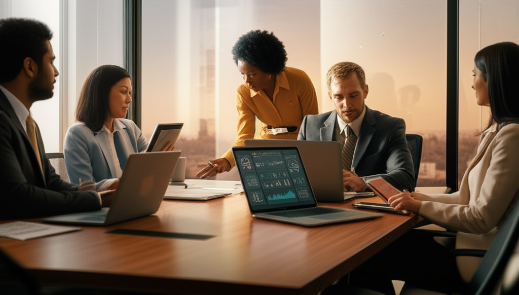 Financial professionals in a meeting